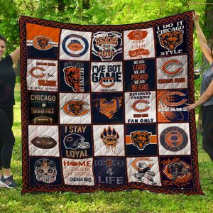 NFL Chicago Bears Quilt, Fleece Blanket, Sherpa Fleece Blanket