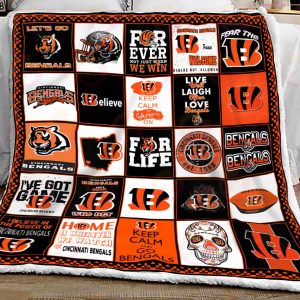 NFL Cincinnati Bengals Quilt, Fleece Blanket, Sherpa Fleece Blanket