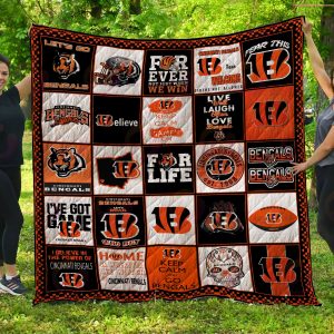 NFL Cincinnati Bengals Quilt, Fleece Blanket, Sherpa Fleece Blanket