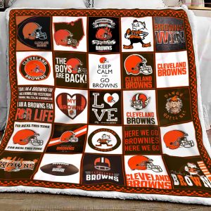 NFL Cleveland Browns Quilt, Fleece Blanket, Sherpa Fleece Blanket