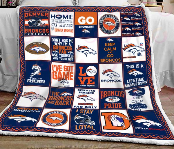 NFL Denver Broncos Quilt, Fleece Blanket, Sherpa Fleece Blanket