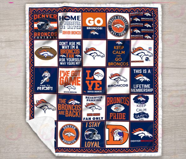 NFL Denver Broncos Quilt, Fleece Blanket, Sherpa Fleece Blanket
