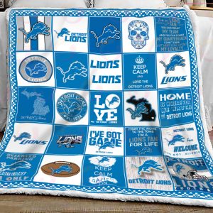 NFL Detroit Lions Quilt, Fleece Blanket, Sherpa Fleece Blanket