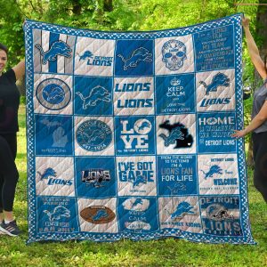 NFL Detroit Lions Quilt, Fleece Blanket, Sherpa Fleece Blanket