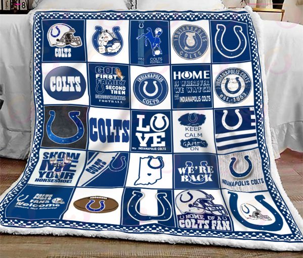 NFL Indianapolis Colts Quilt, Fleece Blanket, Sherpa Fleece Blanket