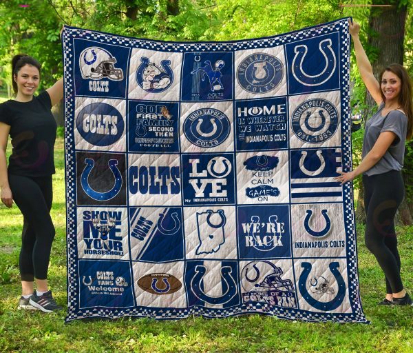 NFL Indianapolis Colts Quilt, Fleece Blanket, Sherpa Fleece Blanket