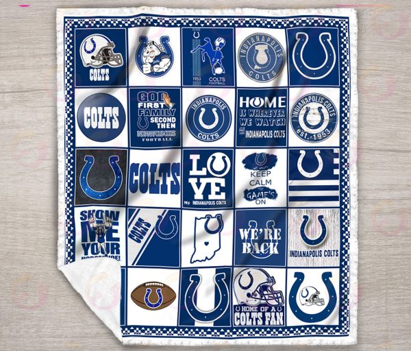 NFL Indianapolis Colts Quilt, Fleece Blanket, Sherpa Fleece Blanket