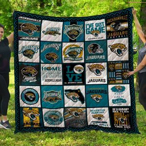 NFL Jacksonville Jaguars Quilt, Fleece Blanket, Sherpa Fleece Blanket