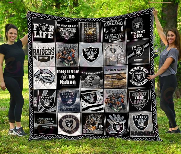 NFL Las Vegas Raiders Quilt, Fleece Blanket, Sherpa Fleece Blanket
