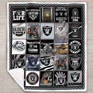 NFL Las Vegas Raiders Quilt, Fleece Blanket, Sherpa Fleece Blanket