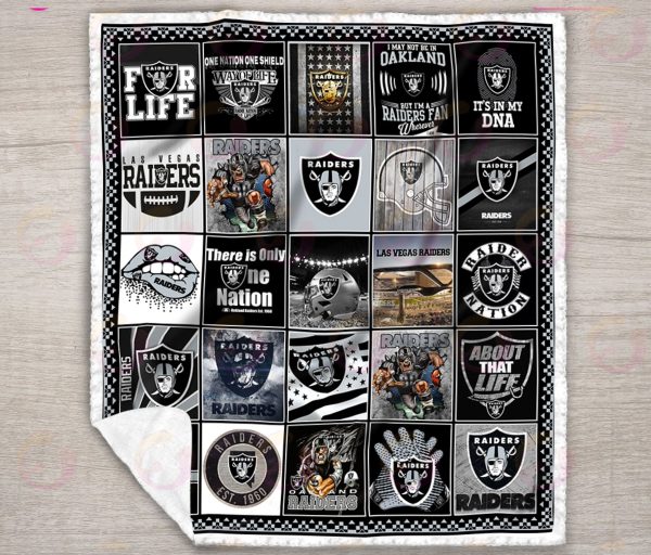 NFL Las Vegas Raiders Quilt, Fleece Blanket, Sherpa Fleece Blanket