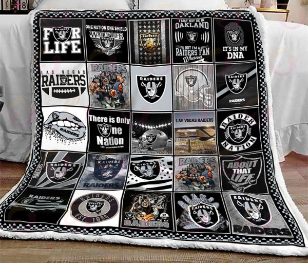 NFL Las Vegas Raiders Quilt, Fleece Blanket, Sherpa Fleece Blanket