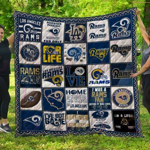 NFL Los Angeles Rams Quilt, Fleece Blanket, Sherpa Fleece Blanket