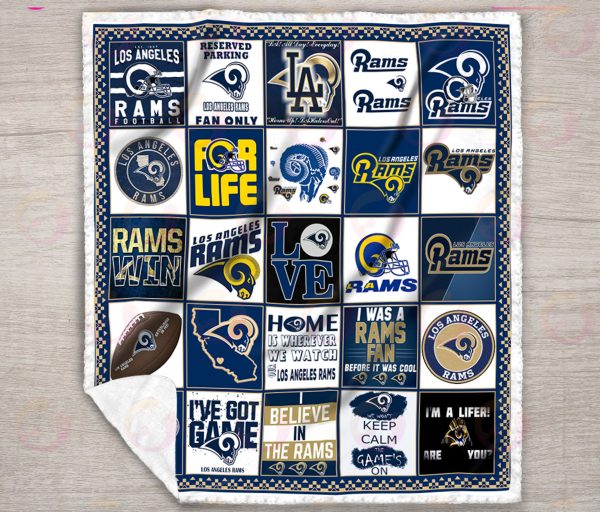 NFL Los Angeles Rams Quilt, Fleece Blanket, Sherpa Fleece Blanket