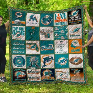 NFL Miami Dolphins Quilt, Fleece Blanket, Sherpa Fleece Blanket