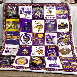 NFL Minnesota Vikings Quilt, Fleece Blanket, Sherpa Fleece Blanket