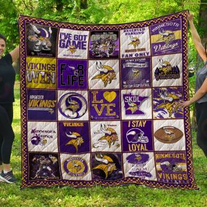 NFL Minnesota Vikings Quilt, Fleece Blanket, Sherpa Fleece Blanket