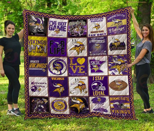 NFL Minnesota Vikings Quilt, Fleece Blanket, Sherpa Fleece Blanket
