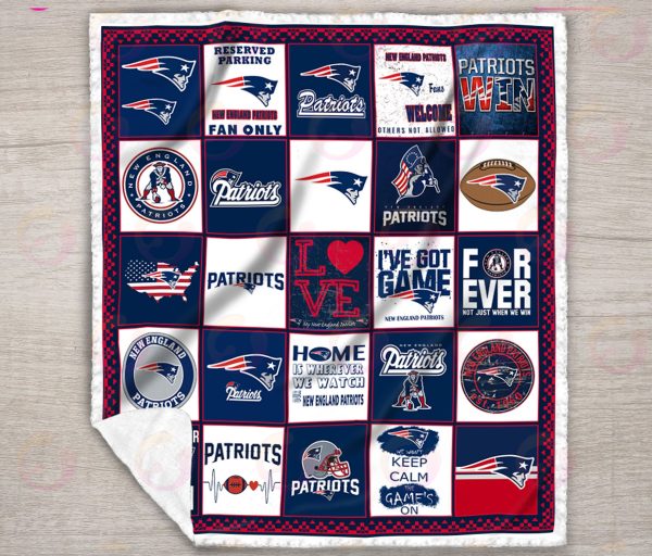NFL New England Patriots Quilt, Fleece Blanket, Sherpa Fleece Blanket