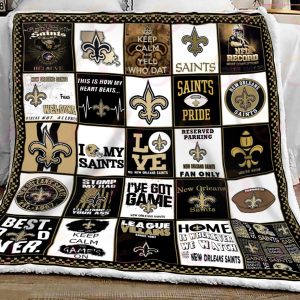 NFL New Orleans Saints Quilt, Fleece Blanket, Sherpa Fleece Blanket
