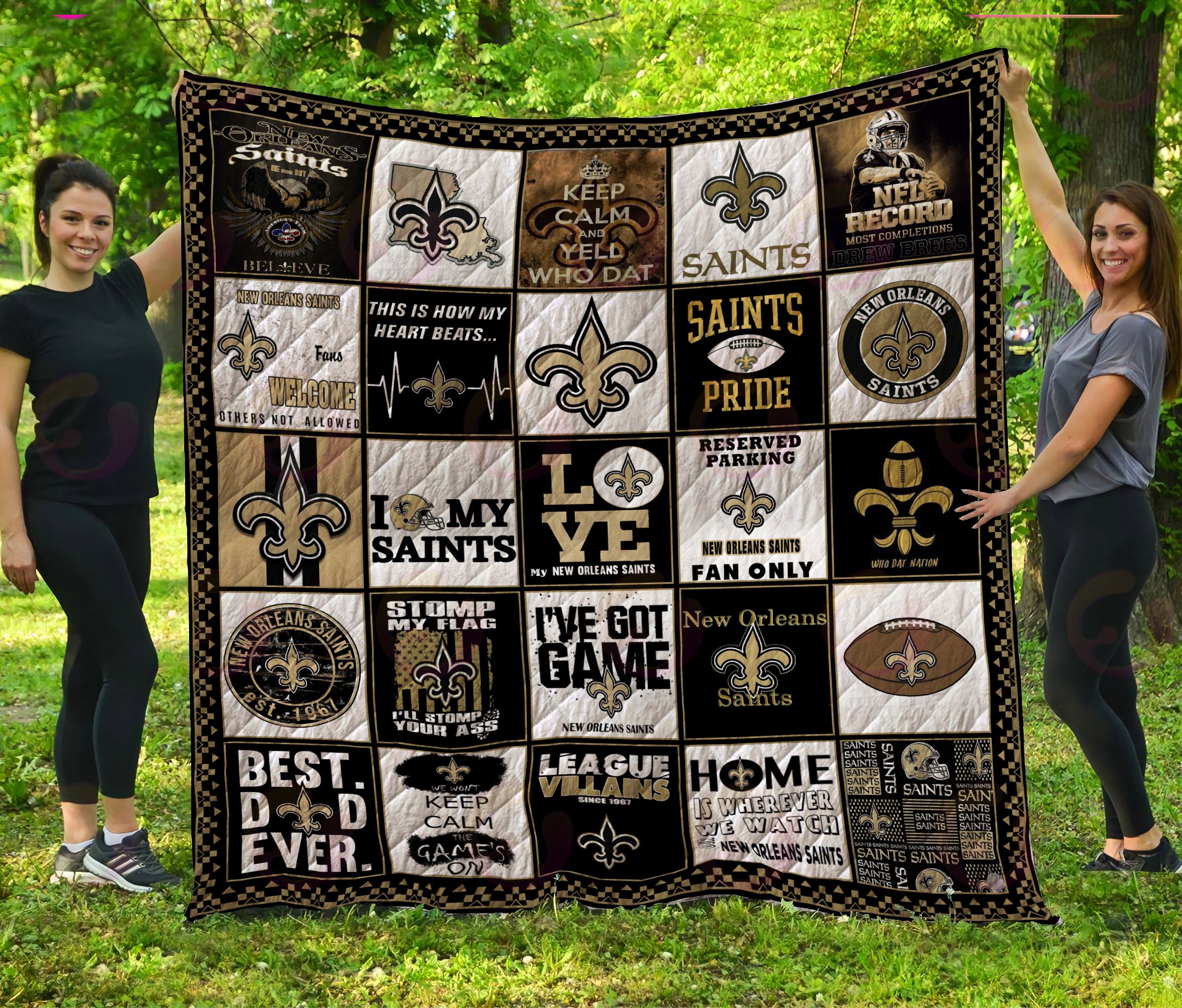 NFL New Orleans Saints Quilt, Fleece Blanket, Sherpa Fleece Blanket