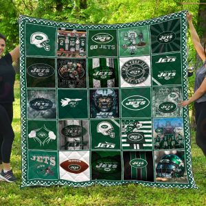 NFL New York Jets Quilt, Fleece Blanket, Sherpa Fleece Blanket