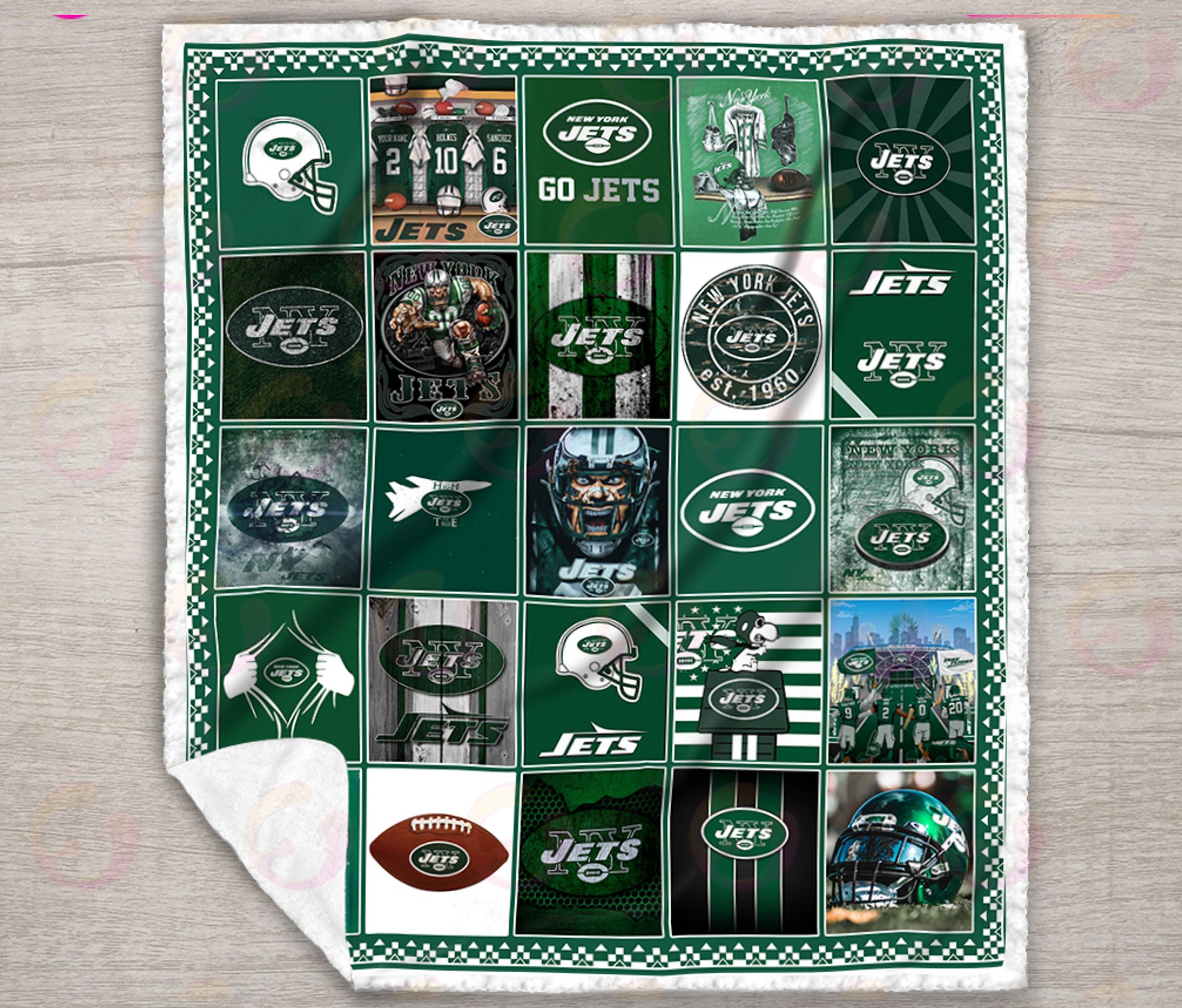 NFL New York Jets Quilt, Fleece Blanket, Sherpa Fleece Blanket