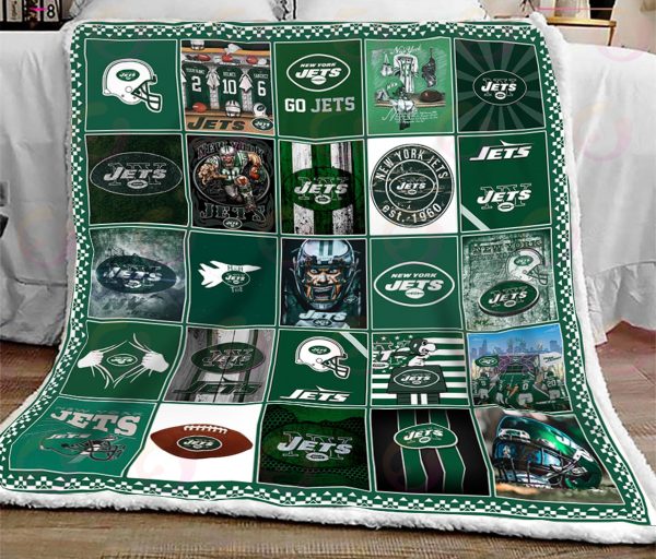NFL New York Jets Quilt, Fleece Blanket, Sherpa Fleece Blanket