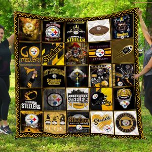 NFL Pittsburgh Steelers Quilt, Fleece Blanket, Sherpa Fleece Blanket