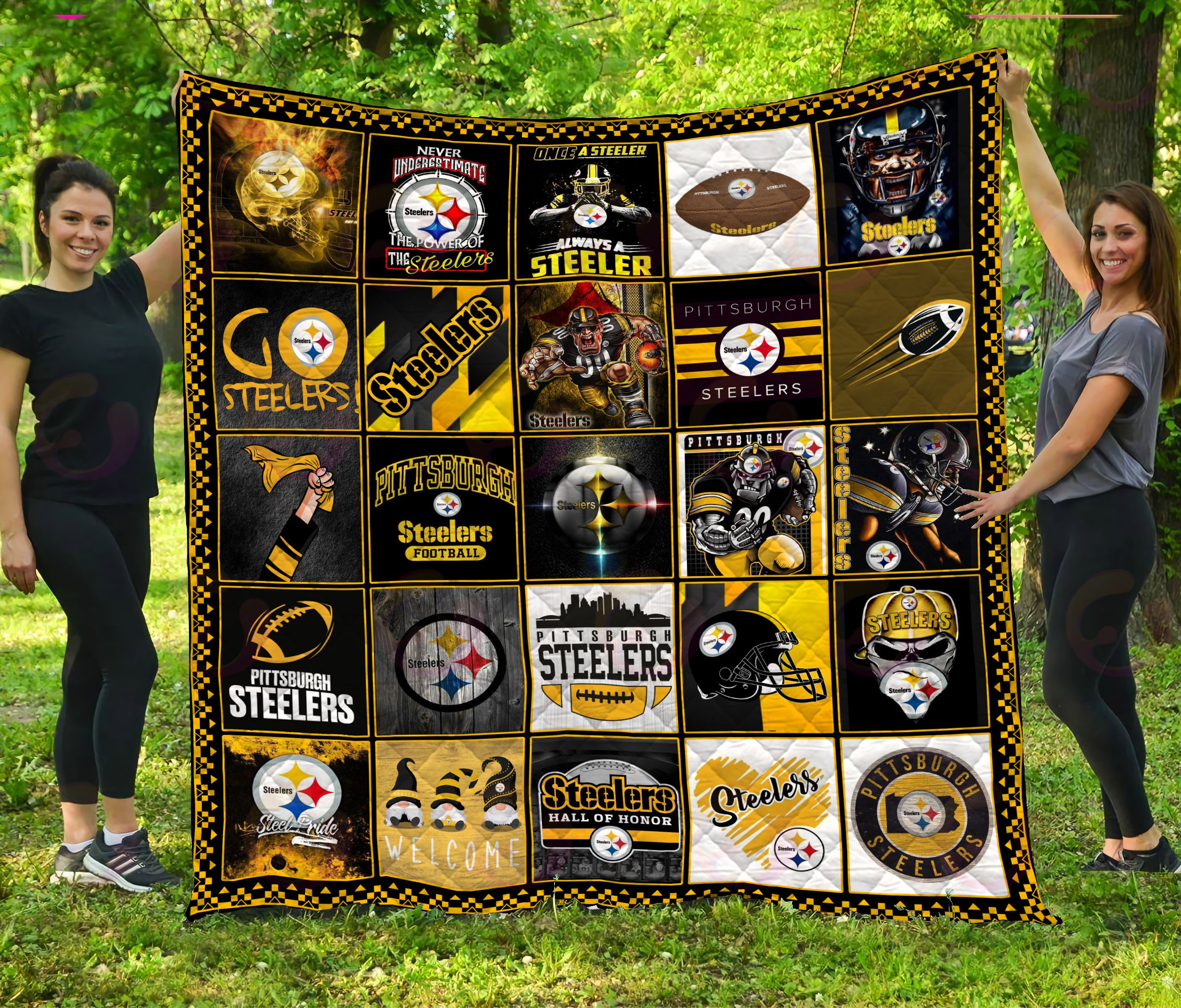 NFL Pittsburgh Steelers Quilt, Fleece Blanket, Sherpa Fleece Blanket