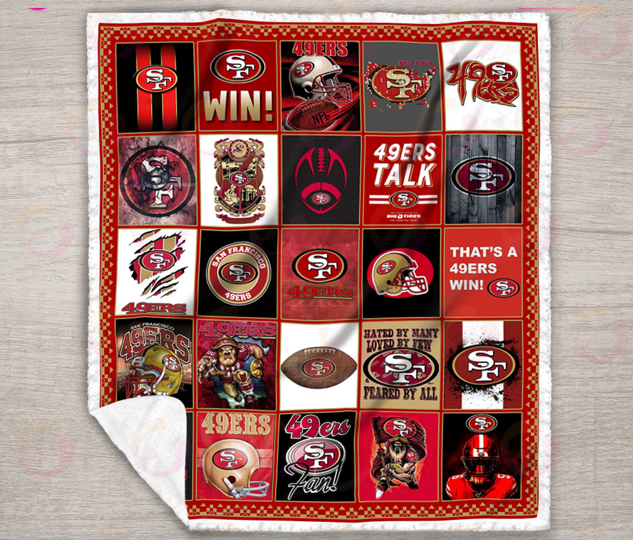 NFL San Francisco 49ers Quilt, Fleece Blanket, Sherpa Fleece Blanket