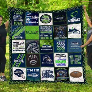 NFL Seattle Seahawks Quilt, Fleece Blanket, Sherpa Fleece Blanket