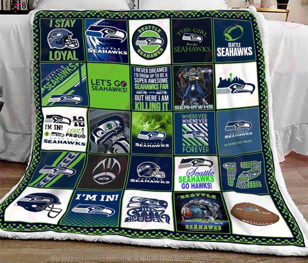NFL Seattle Seahawks Quilt, Fleece Blanket, Sherpa Fleece Blanket