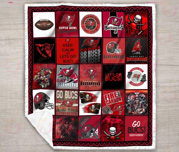 NFL Tampa Bay Buccaneers Quilt, Fleece Blanket, Sherpa Fleece Blanket