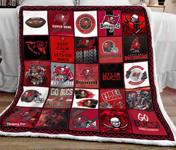 NFL Tampa Bay Buccaneers Quilt, Fleece Blanket, Sherpa Fleece Blanket