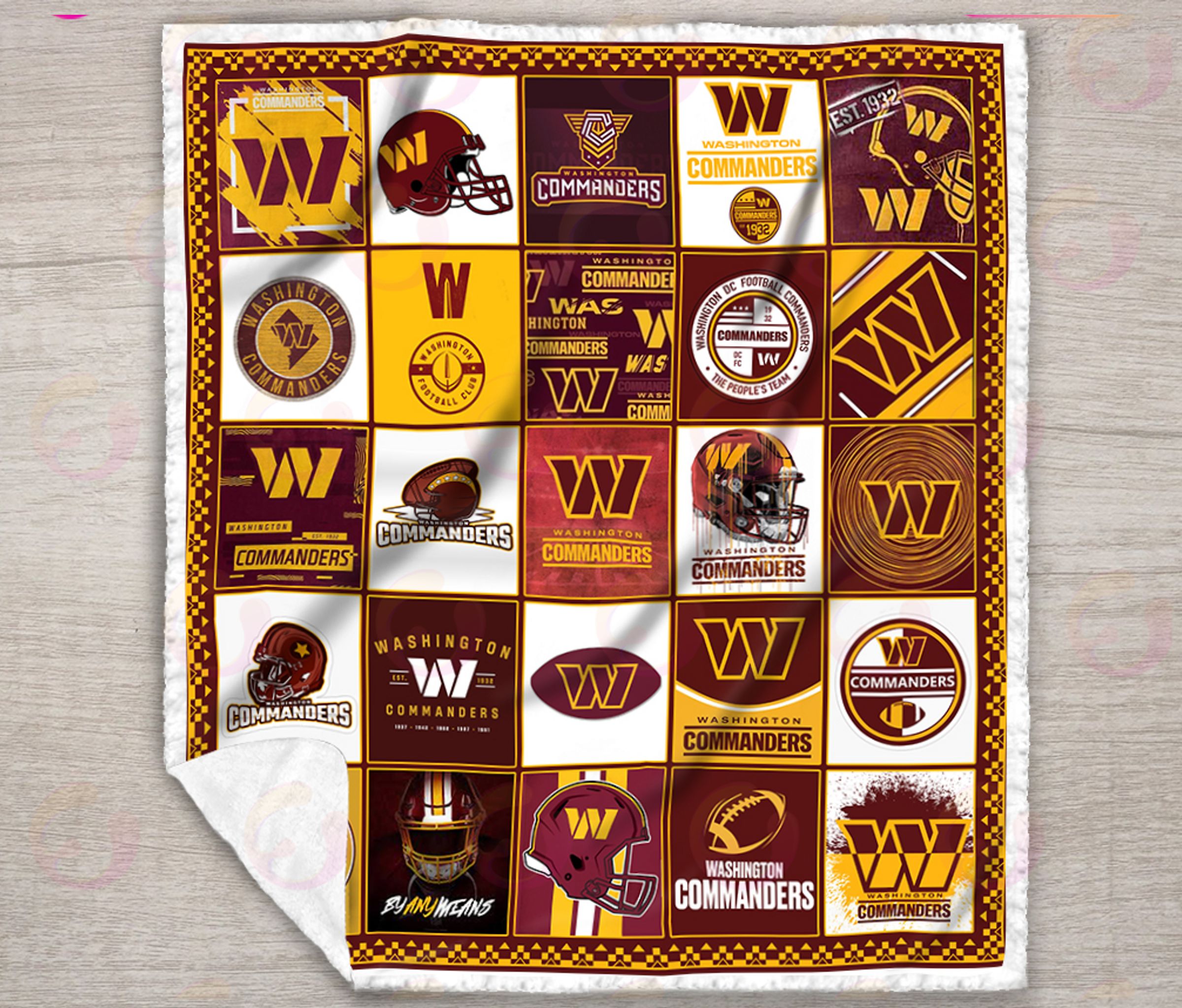 NFL Washington Commanders Quilt, Fleece Blanket, Sherpa Fleece Blanket