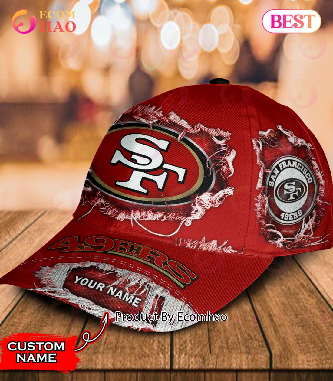 NFL San francisco 49ers 3d mascot classic custom name cap hat