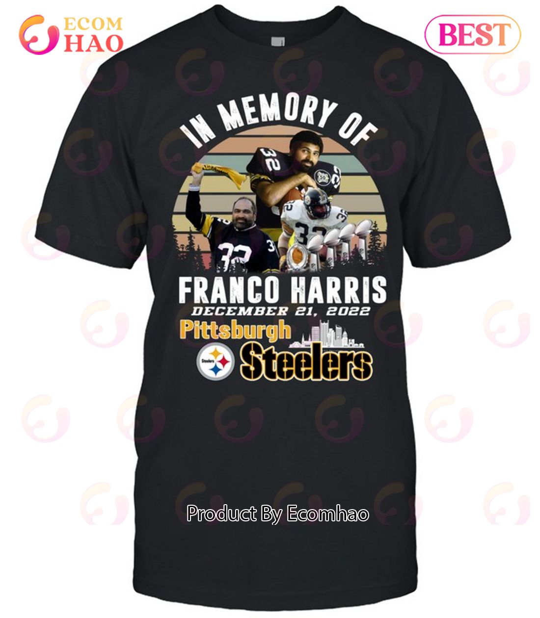 In Memory Of Franco Harris December 21, 2022 Pittsburgh Steelers T-Shirt