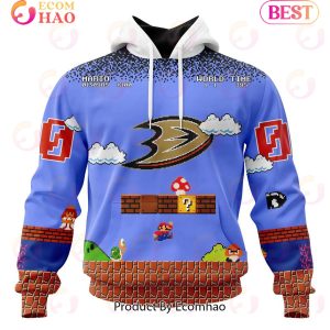 NHL Anaheim Ducks Special Kits With Super Mario Game Design 3D Hoodie