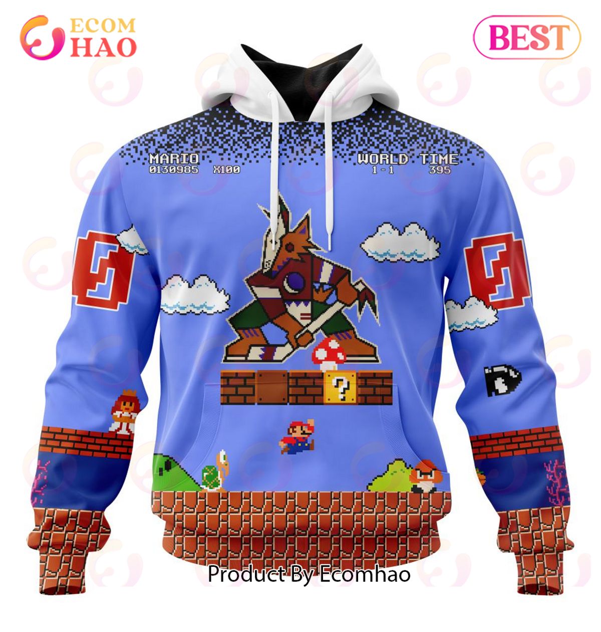 NHL Arizona Coyotes Special Kits With Super Mario Game Design 3D Hoodie