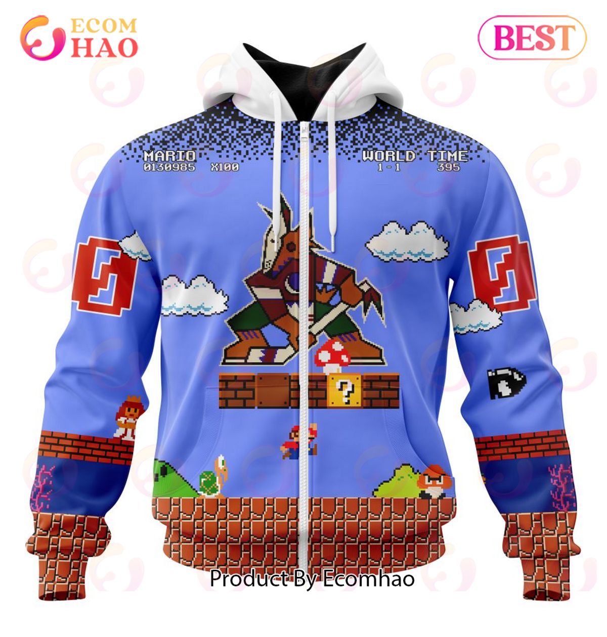 NHL Arizona Coyotes Special Kits With Super Mario Game Design 3D Hoodie