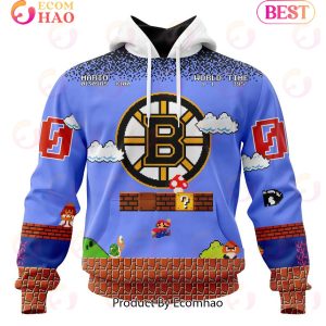 NHL Boston Bruins Special Kits With Super Mario Game Design 3D Hoodie