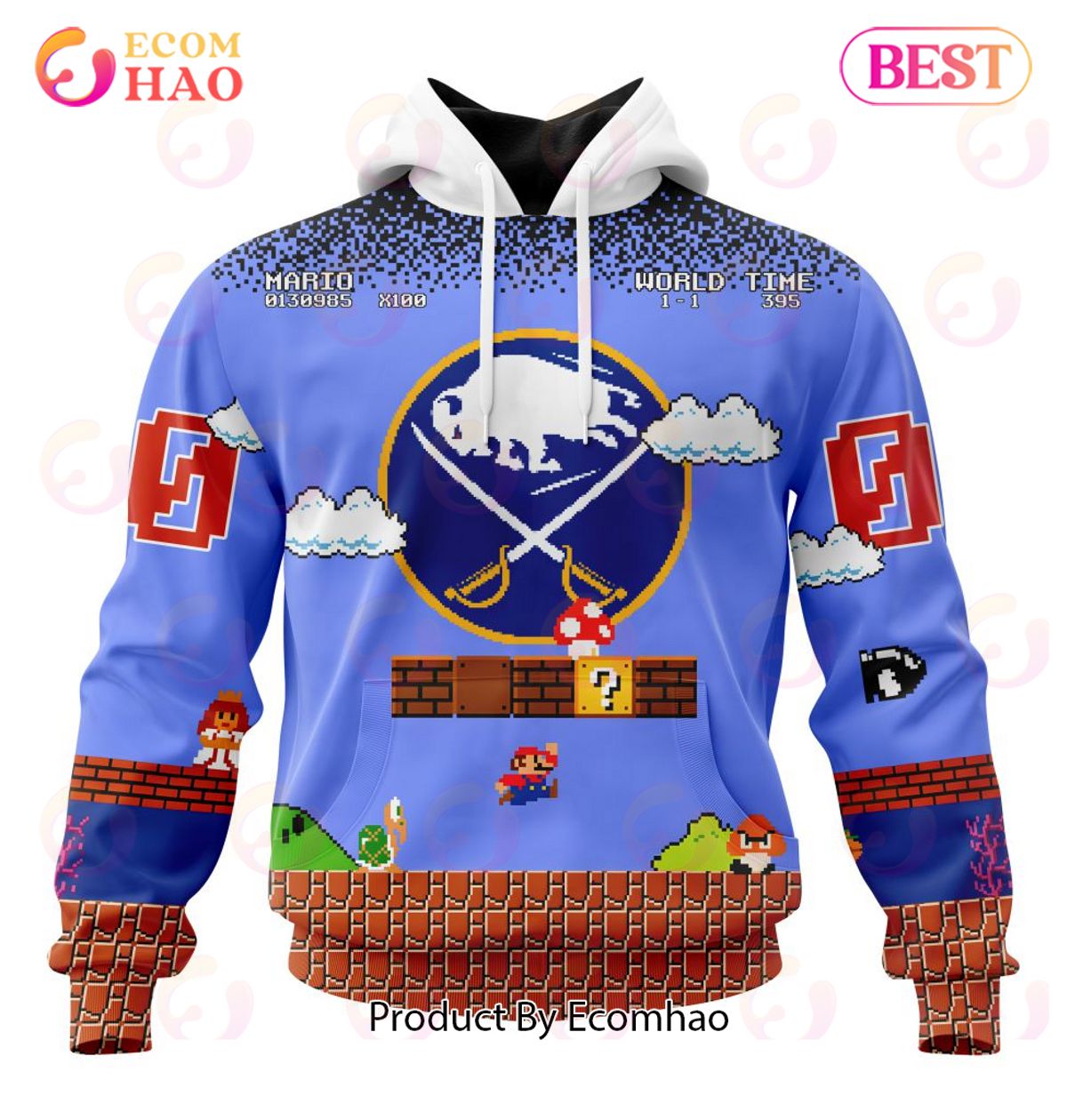 NHL Buffalo Sabres Special Kits With Super Mario Game Design 3D Hoodie