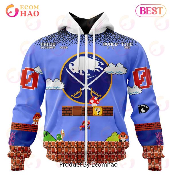 NHL Buffalo Sabres Special Kits With Super Mario Game Design 3D Hoodie
