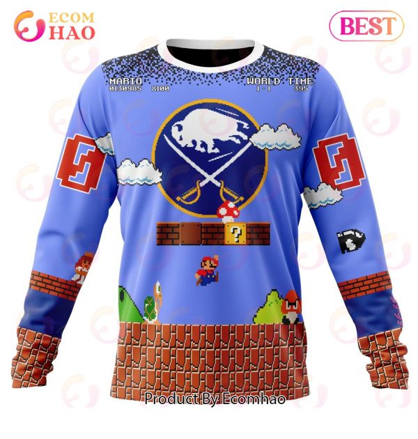 NHL Buffalo Sabres Special Kits With Super Mario Game Design 3D Hoodie