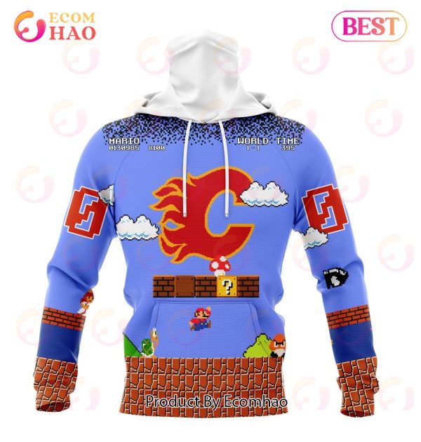 NHL Calgary Flames Special Kits With Super Mario Game Design 3D Hoodie