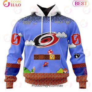 NHL Carolina Hurricanes Special Kits With Super Mario Game Design 3D Hoodie