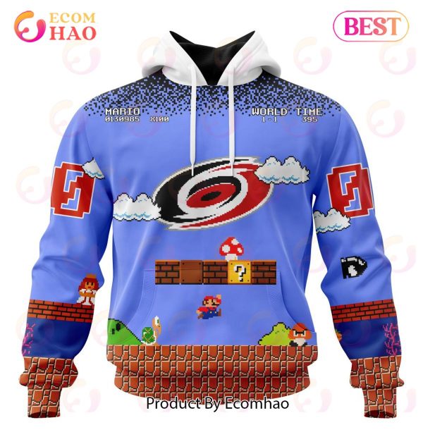 NHL Carolina Hurricanes Special Kits With Super Mario Game Design 3D Hoodie
