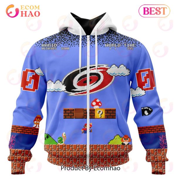 NHL Carolina Hurricanes Special Kits With Super Mario Game Design 3D Hoodie