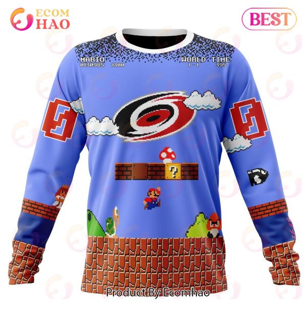 NHL Carolina Hurricanes Special Kits With Super Mario Game Design 3D Hoodie